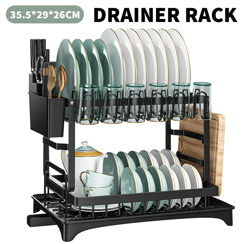 Drainer rack kitchen sink Kitchen Adjustable Plates Organiser Dish Bowl Drainer Storage Rack Cutlery Storage Holder