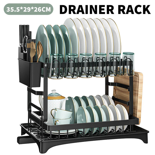 Drainer rack kitchen sink Kitchen Adjustable Plates Organiser Dish Bowl Drainer Storage Rack Cutlery Storage Holder