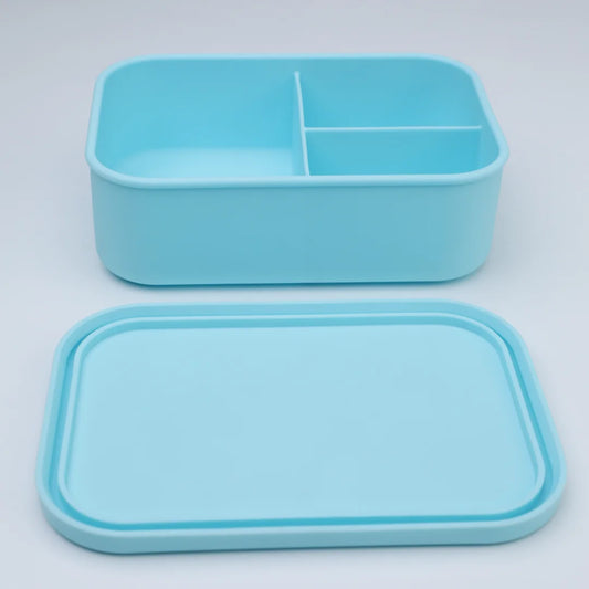Silicone Bento Lunch Box for Toddlers Kids, 3 Compartments, Leak-Proof & BPA-Free Lunch Container, Microwave & Dishwasher Safe