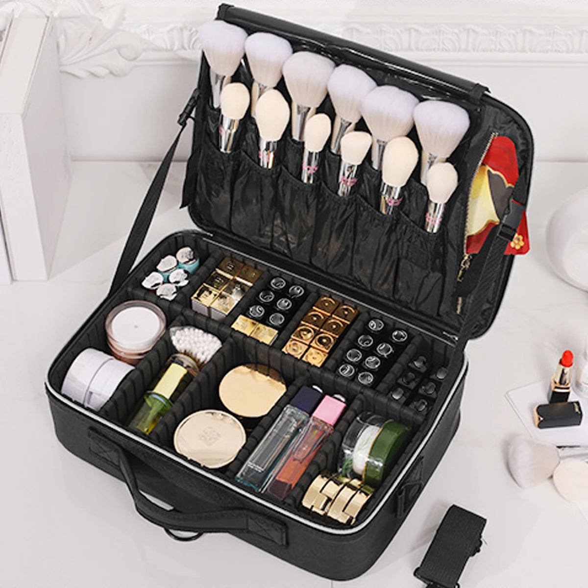 Large Waterproof Travel Organise Cosmetic Box PU Makeup Case