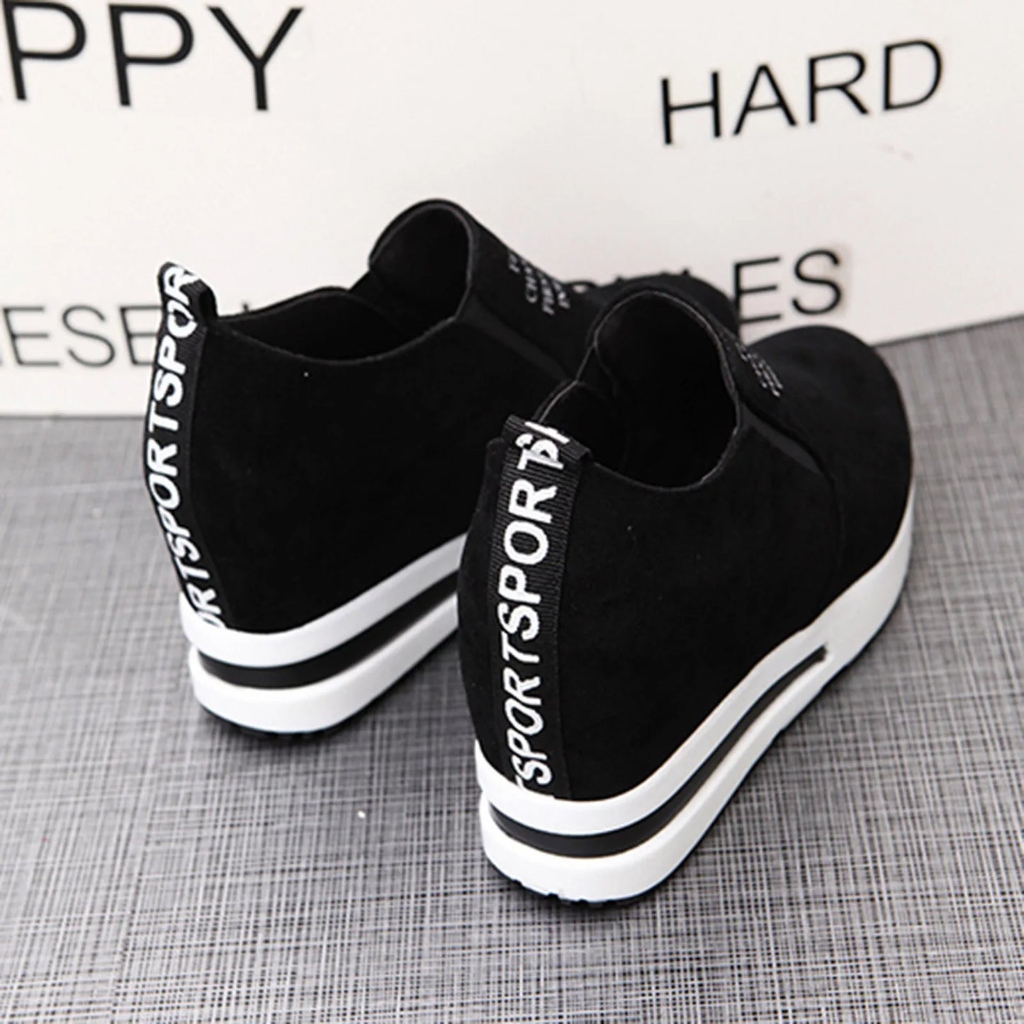 High Platform Shoes 2024 Spring Breathable Suede Sneakers Hidden Increasing Sport Shoes Women Wedge Casual Chunky Shoes