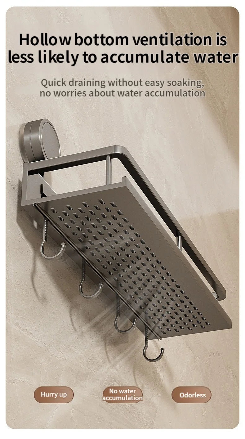 No Drill Suction Cup Suction Bathroom Rack Bathroom Shelf Toilet Space Aluminum Hanging Rack Bathroom Organiser Hang On The Wall