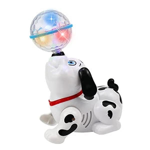 Spinning Dalmatian Toys Bump and Go Dancing Dog with Ball Music & Colorful Flashing Lights for Small Babies Infant Toddlers