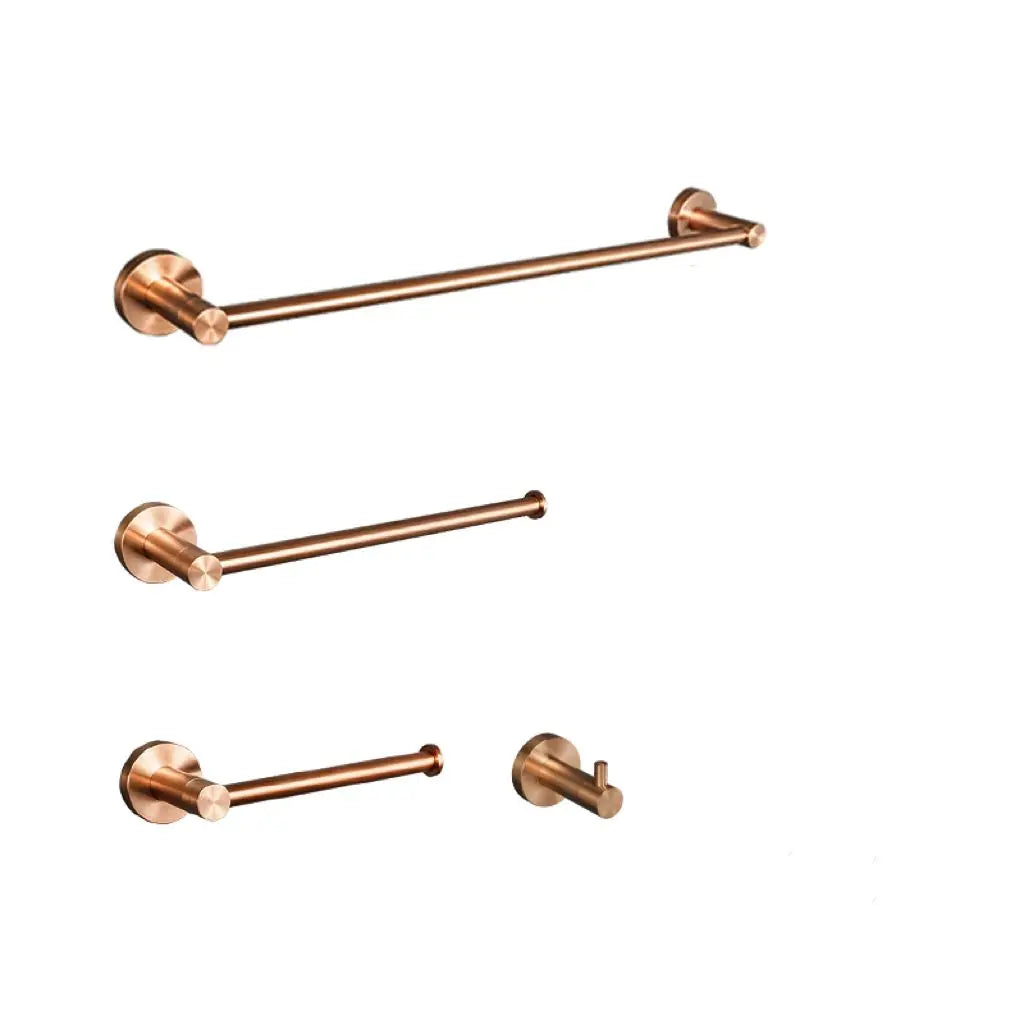 Brushed Rose Gold Towel Rack Single And Double Rod Ring Paper Holder Robe Hook Soap Dispenser Toilet Brush Bathroom Accessories