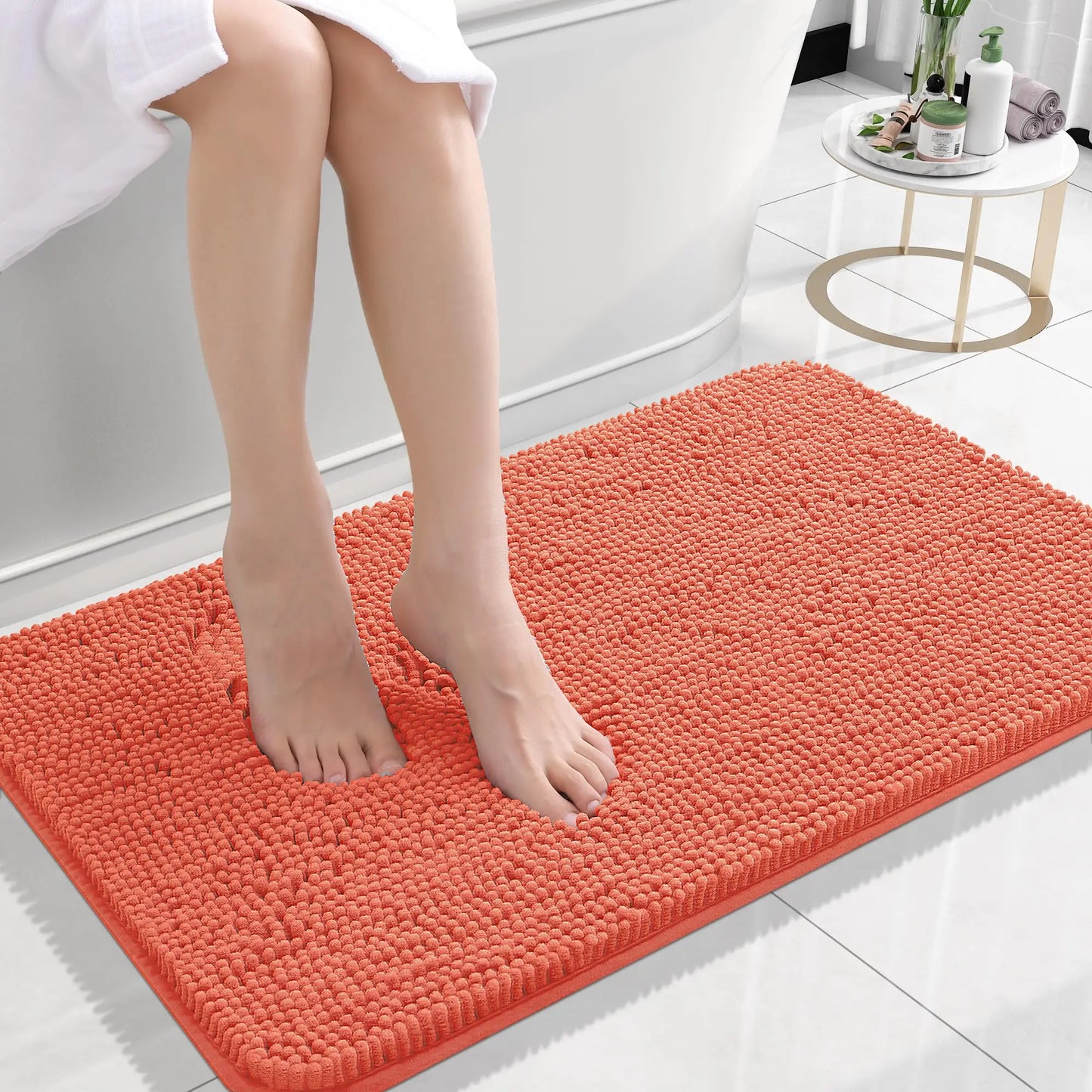 Homaxy Chenille Plain Hairy TPR Material Door Mat Indoor Non Slip Door Mat Dirt Trap Absorbent Mat Absorbs Water Bathroom Mat