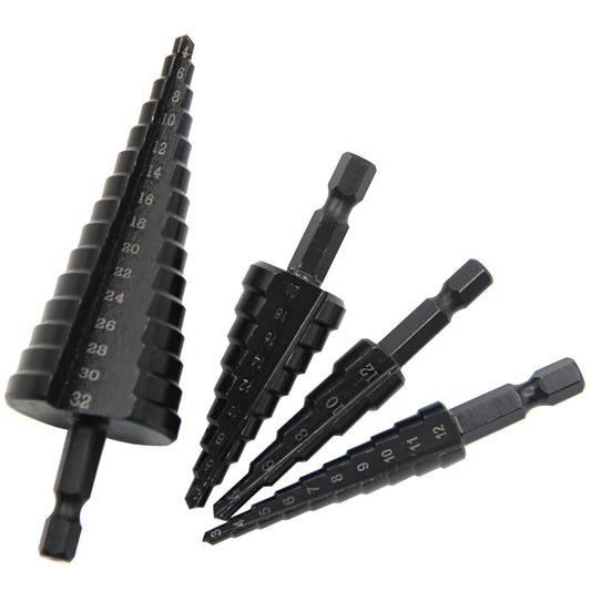 Black Hexagonal Shank Straight Groove Step Drill Bit