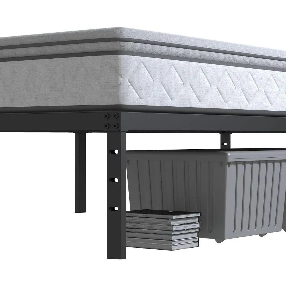 Heavy Duty Queen Platform Metal Bed Frame Support Up to 3000 lbs, Easy Assembly, Noise Free, Black