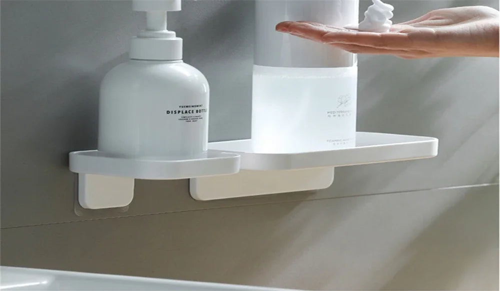 Bathroom Drainable Storage Rack Small White Bathroom Accessories Punch-free Wall-mounted Bathroom Shelf Wash Supplies Storage