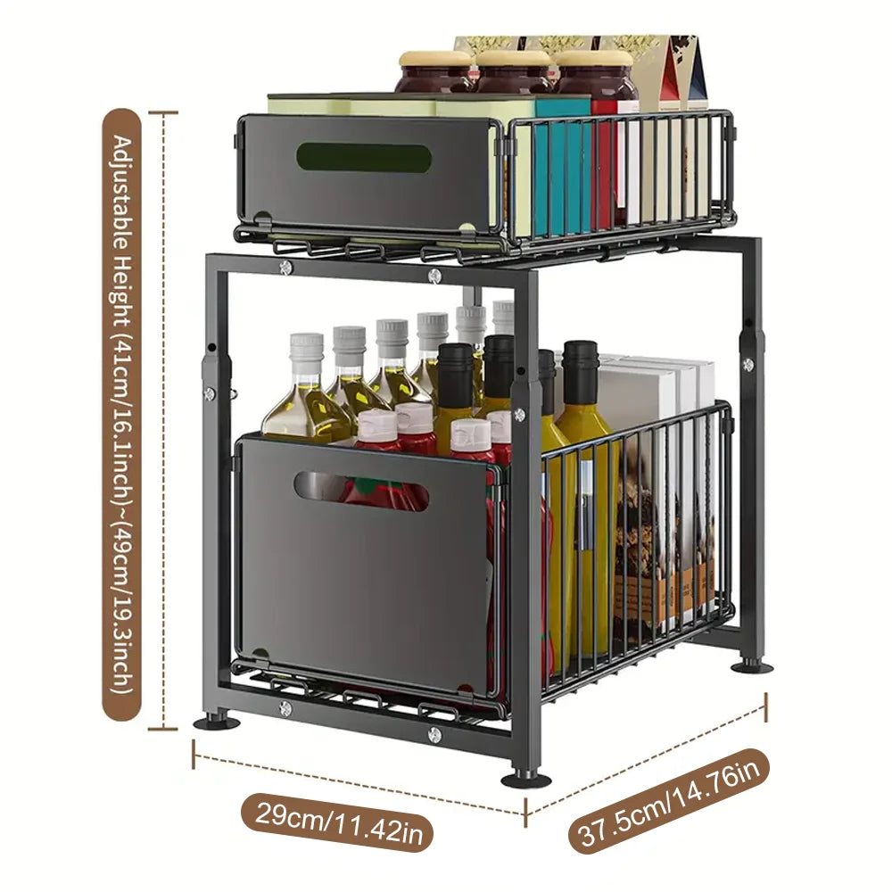Kitchen Shelves Slide-out storage rack,Cabinet pull-out storage basket, Punch-free storage rack with suction cups,Spice rack
