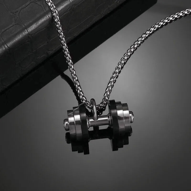 Titanium Steel Dumbbell Necklace