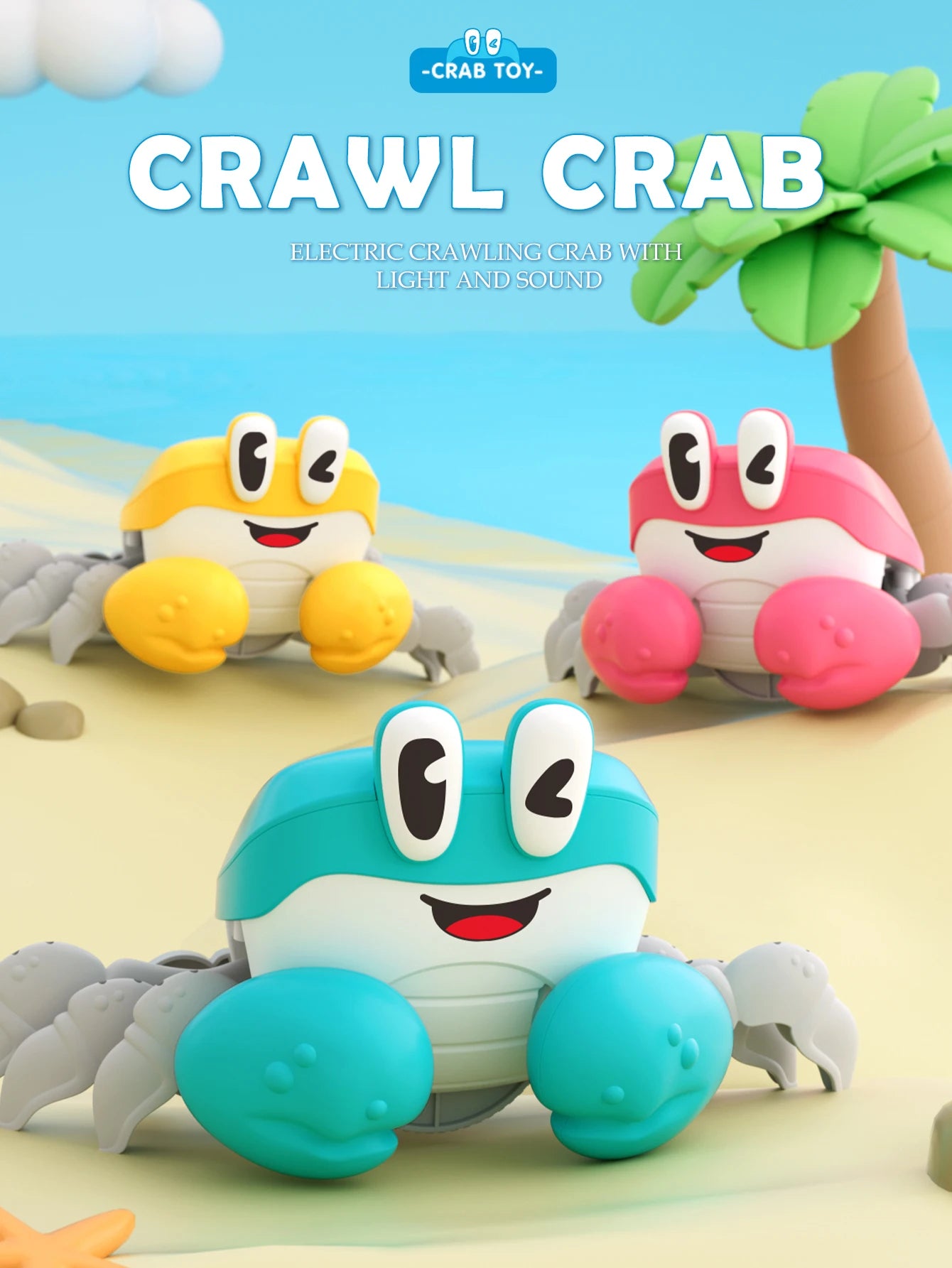 Crawling Crab Baby Toy, Learning Crawl Toys Crab with Music Dancing Walking Moving Induction Gifts for 3+ Boys and Girls
