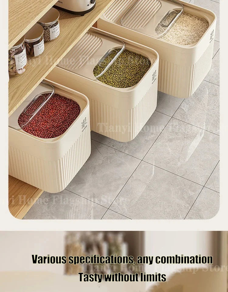5/10/15KG Rice Storage Box Home with Lid Insect Proof Moisture Proof Rice Box Sealed Jar Kitchen Container Storing Dry Grain