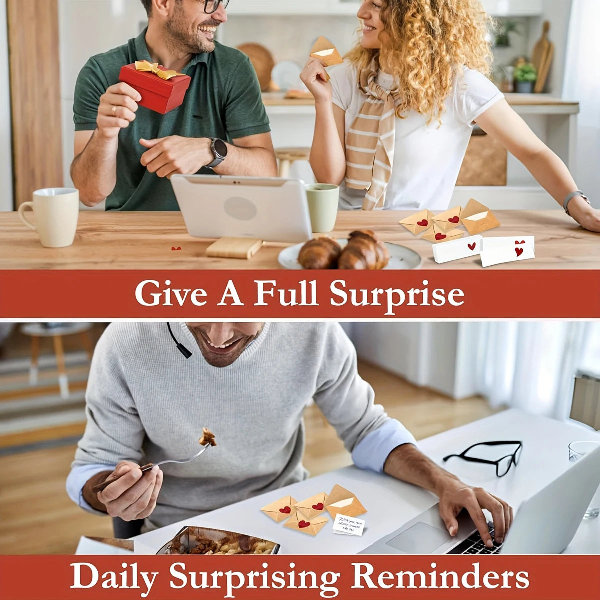 30pcs Mini Envelopes with Heart Stickers Love Notes Cards for Weddings, Valentine's Day Romantic Gifts for Boyfriend, Girlfriend