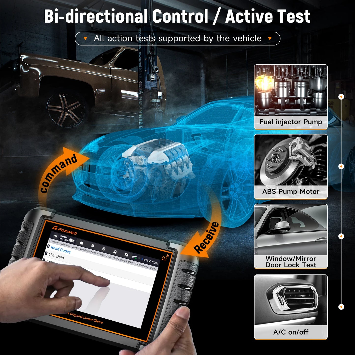Foxwell NT809TS Bidirectional Car OBD2 Scanner Diagnostic Tool TPMS programming OBD2 Bluetooth Scanner All System Active Test