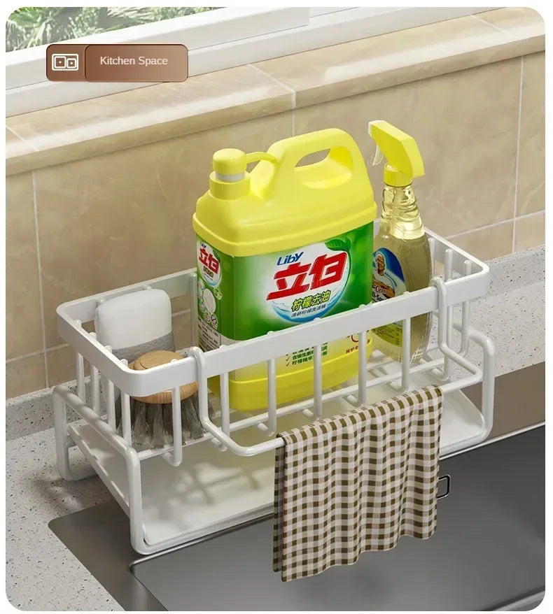 Multifunctional Sponge Rack Drainer Kitchen Shelf Sink Rag Dishwashing Detergent Dishcloth Organiser  kitchen organiser storage