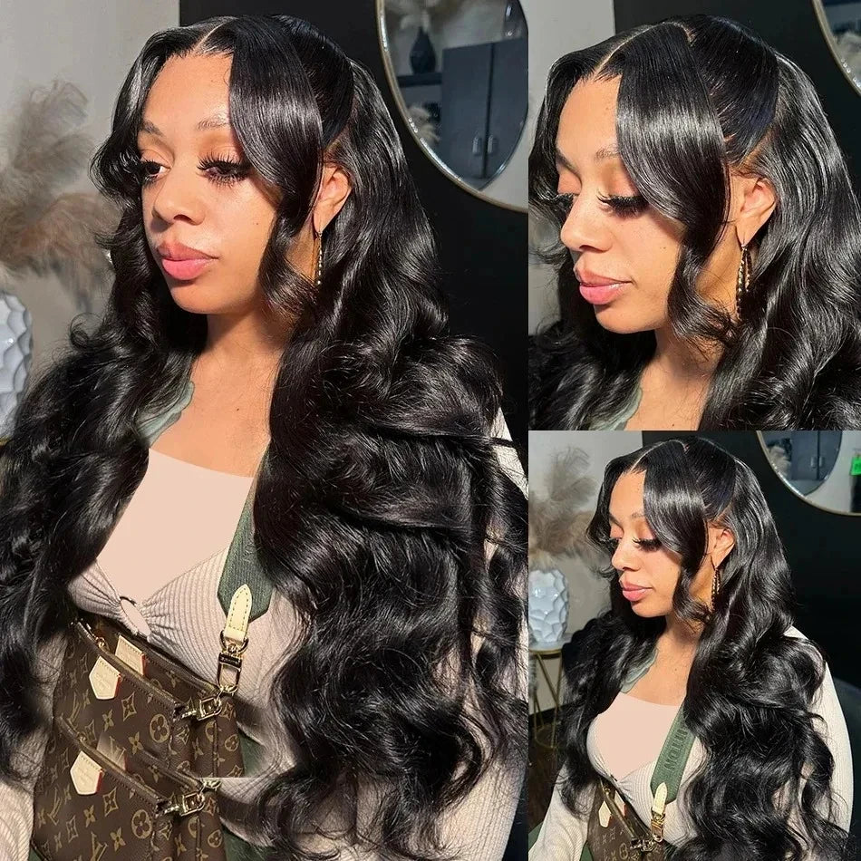 Body Wave Wigs Human Hair 13x4 HD Transparent Lace Frontal Wig 200 Density Water Wave Pre Plucked Brazilian 100% Real For Women