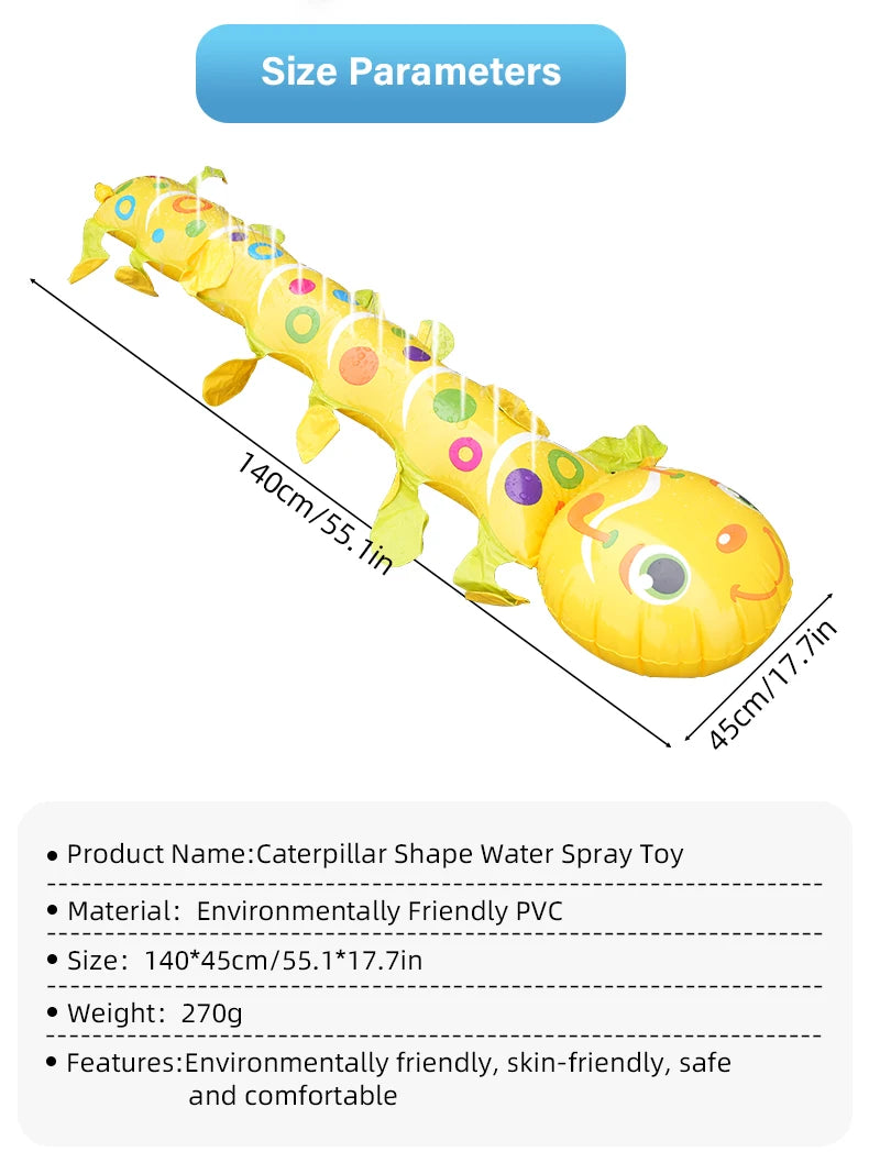 Caterpillar Sprinkler Pad Splash Play Mat for Kids Toddlers Summer Outdoor Backyard Lawn Water Toys Inflatable Spray Pad
