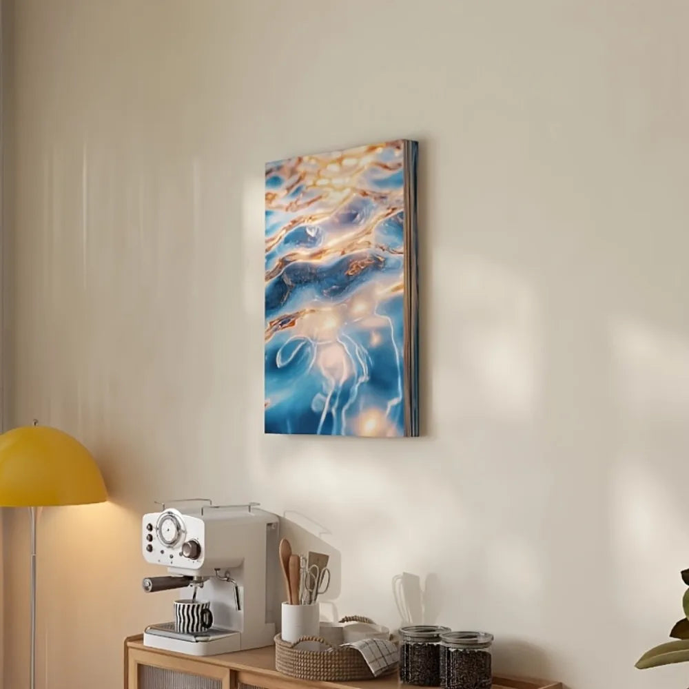 Sunlight reflects off the water on canvas prints,pine wrapped frames,landscape-themed wall art, suitable for interior decoration