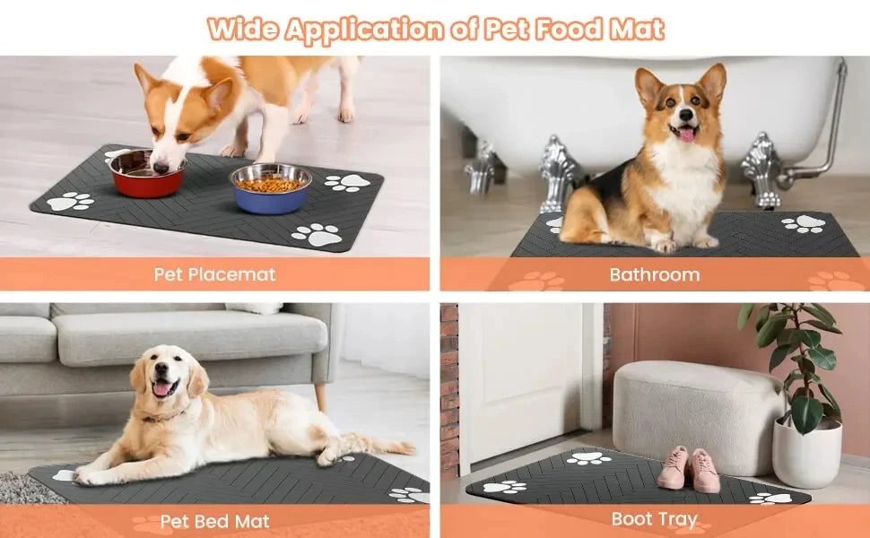 Pet Feeding Mat – Non-Spill, Non-Slip Waterproof Silicone Placemat for Cats & Dogs