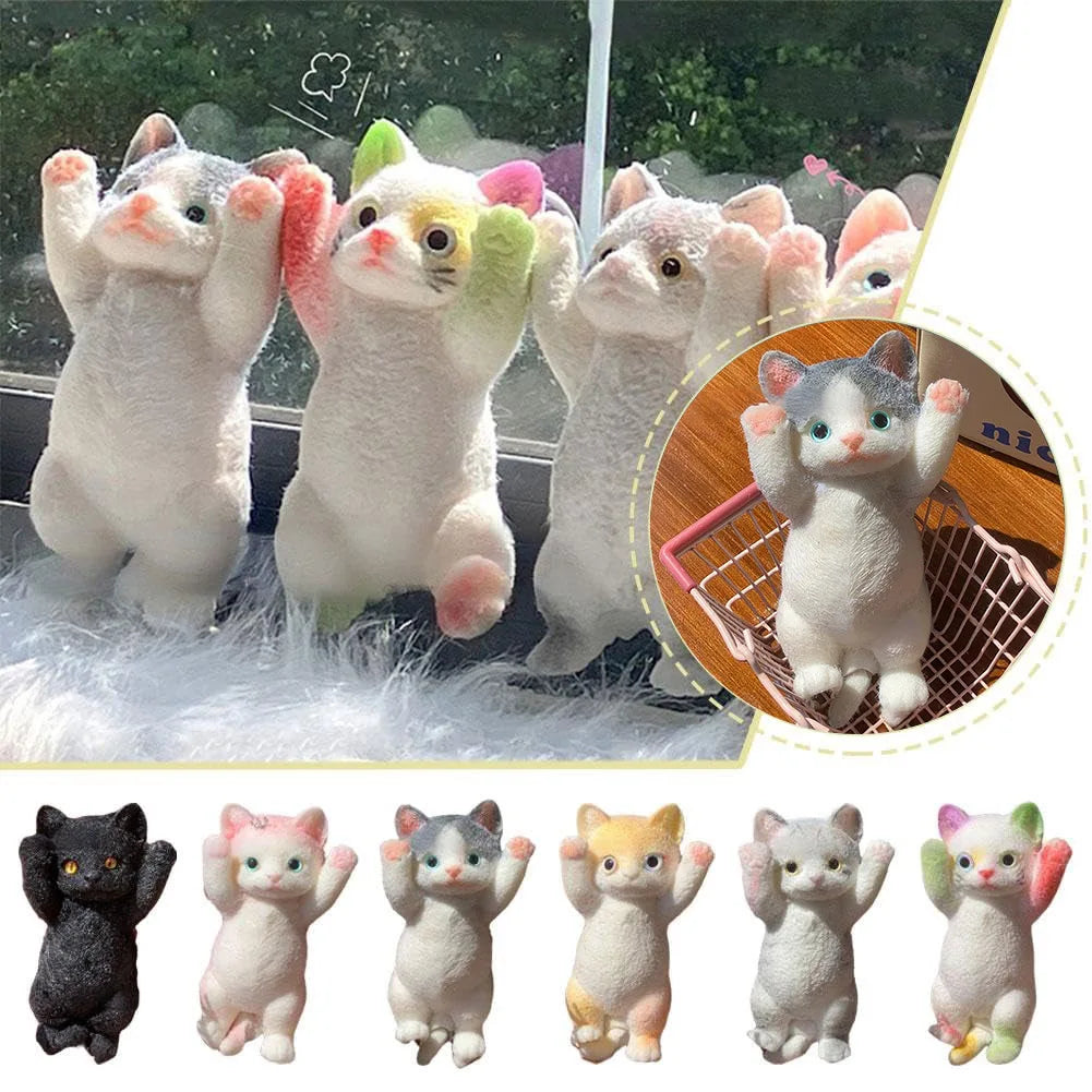 Cat Squeeze Toy Cat Decompression Toy Soft TPR Super Cute Stress Relieving Toy Doll Gifts for Kids Christmas Stocking Stuffers