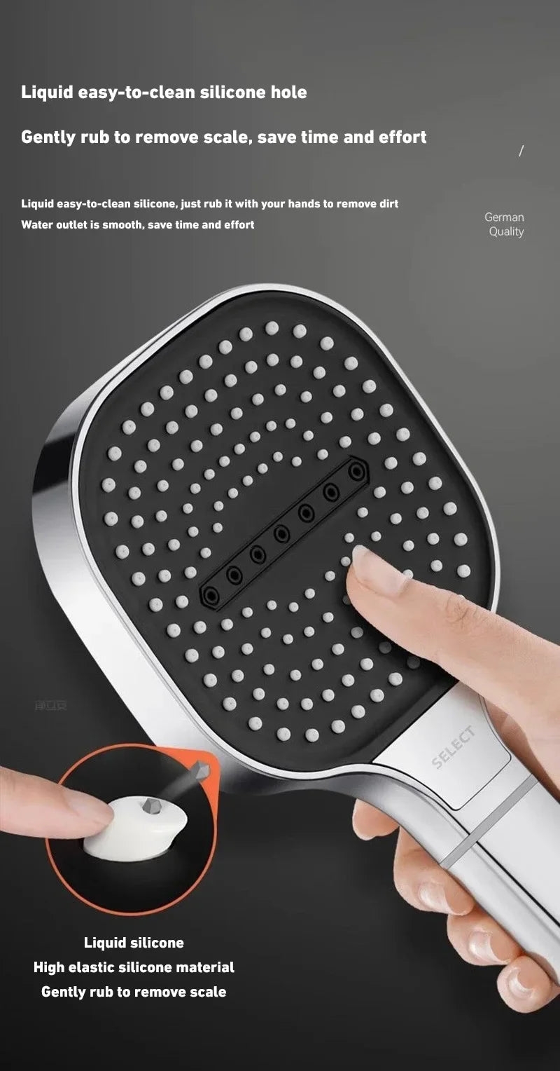 13cm Large Panel 3 Modes Adjustable Shower Head  High Pressure Massage Shower Head Filter Element Bathroom Accessories