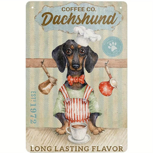 Dachshund Vintage Metal Sign - Retro Aluminum Wall Decor for Home Coffee, 8x12 Inch Long Lasting Flavor