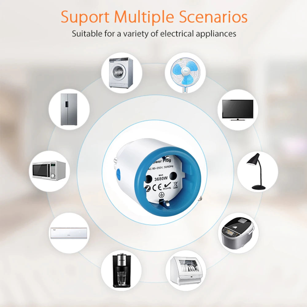 Smart Zigbee Plug Socket 3680W 16A Power Energy Monitoring Timer Switch