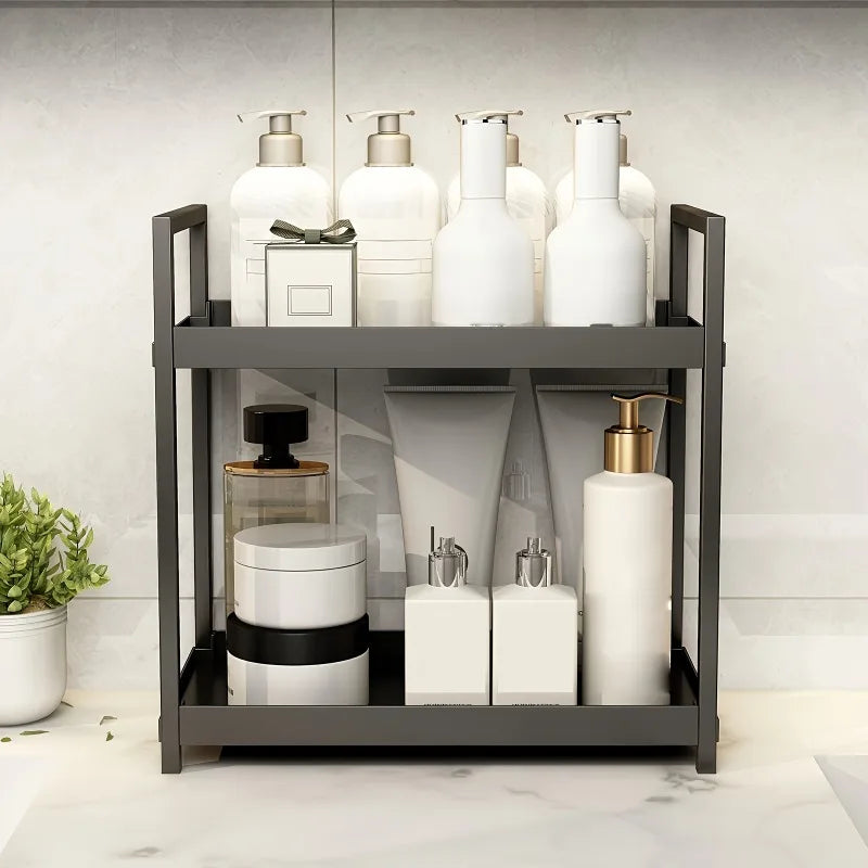 2-Tier Countertop Organiser – Multi-Purpose Storage Rack for Bathroom, Bedroom &amp; Kitchen