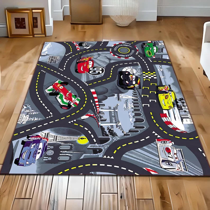 Kids City Road Play Mat Rug Soft Non-Slip Educational Town Traffic Carpet Fun City Map Design Children's Playroom Floor Mat