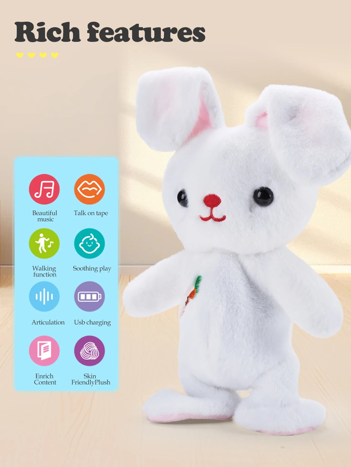 Electric Plush Toys, Talking Repeat Dancing Walking Duck Panda Rabbit Dog Sheep, Early Education Toy Gifts for Kids