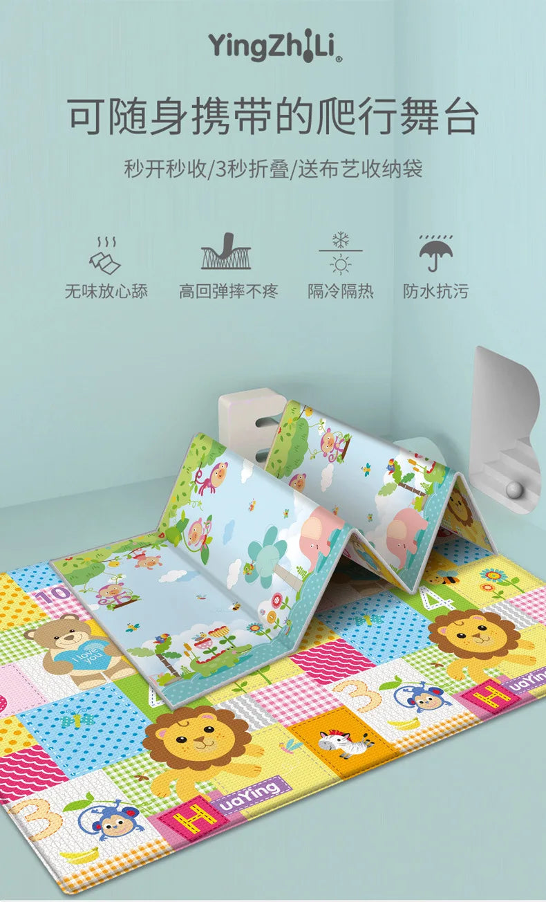 Baby Play Mat 180x200cm Doubel Sided Printed Kids Rug Educational Toys for Children Crawling Carpet Game Activity Gym Foam Floor