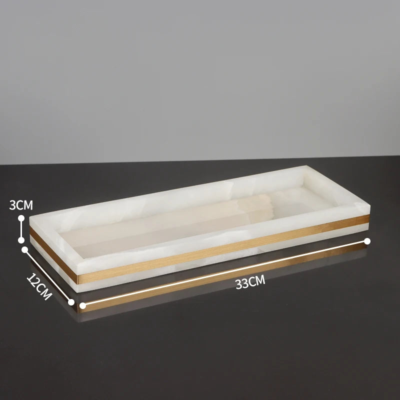 White Onyx Natural Marble Bathroom Accessories Gold Luxury Soap Dispenser Cotton Swab Holder Toothbrush Holder Bathroom Set
