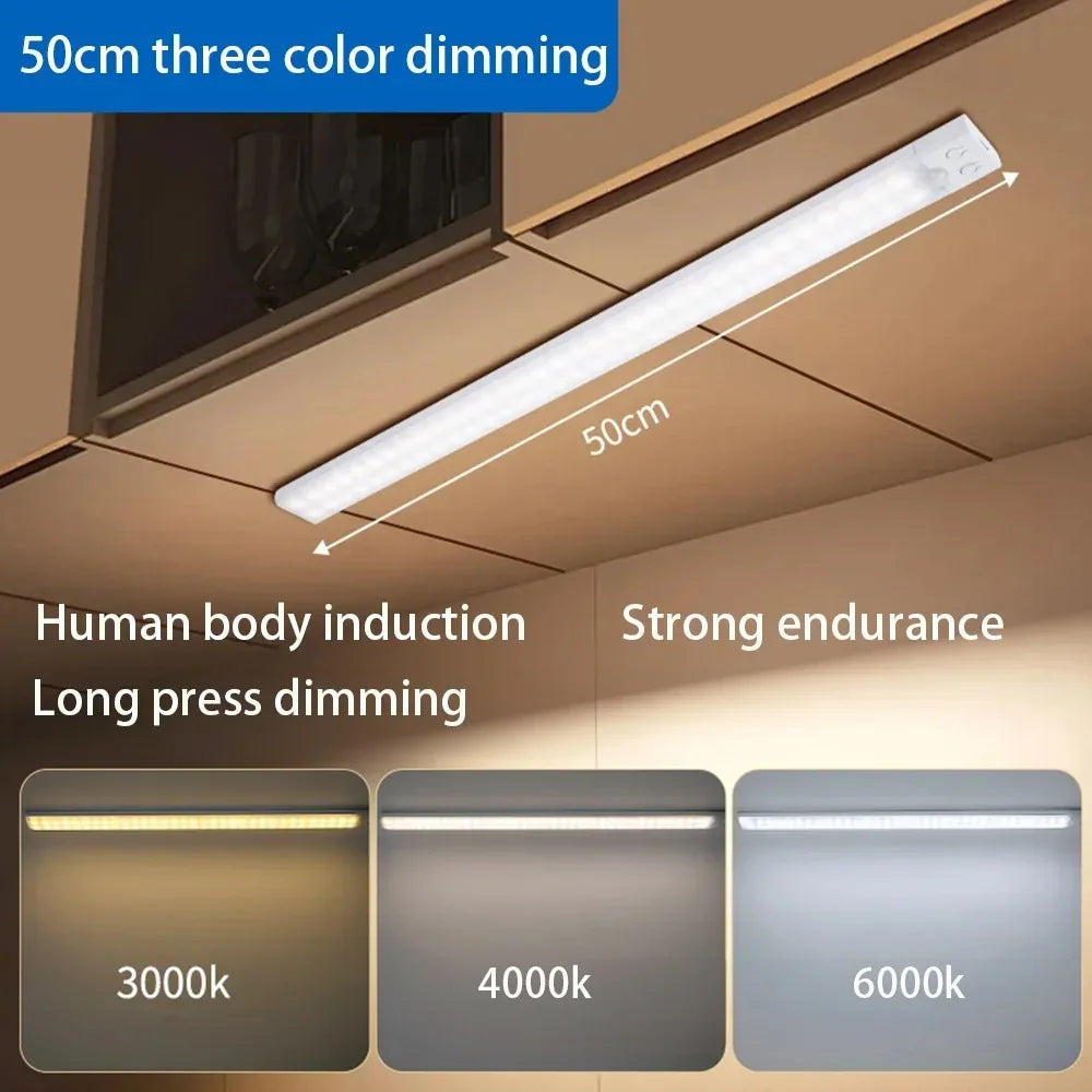 Motion Sensor Night Light USB Rechargeable Wireless Lamp Under Cabinet Led Lights for Kitchen Cabinet Bedroom Wardrobe Lighting
