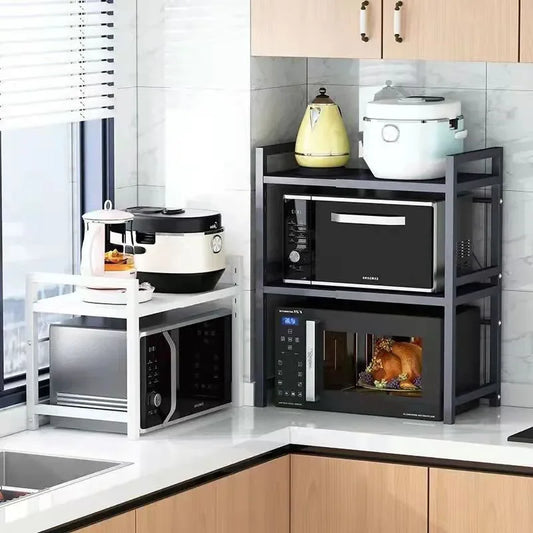Retractable Multi-Functional Kitchen Rack Table Microwave Stove Rack Stove Cabinet Storage Rack Rice Cooker Storage Rack