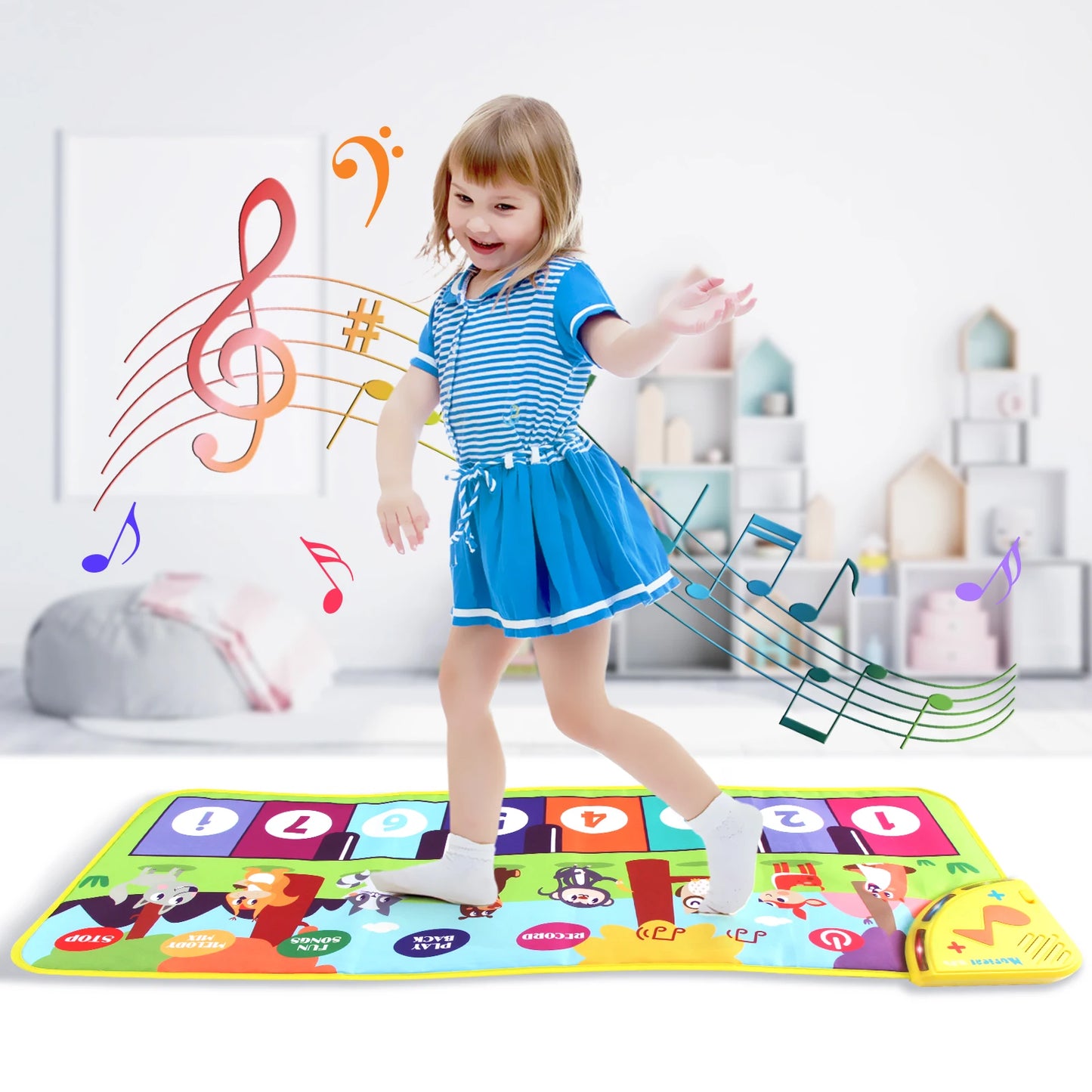 80x30cm Kids Music Piano Mat keyboard Dance Mat Toddler Floor Baby with 8 Animals Sounds Baby Mat Educational Toys for Kid Gifts