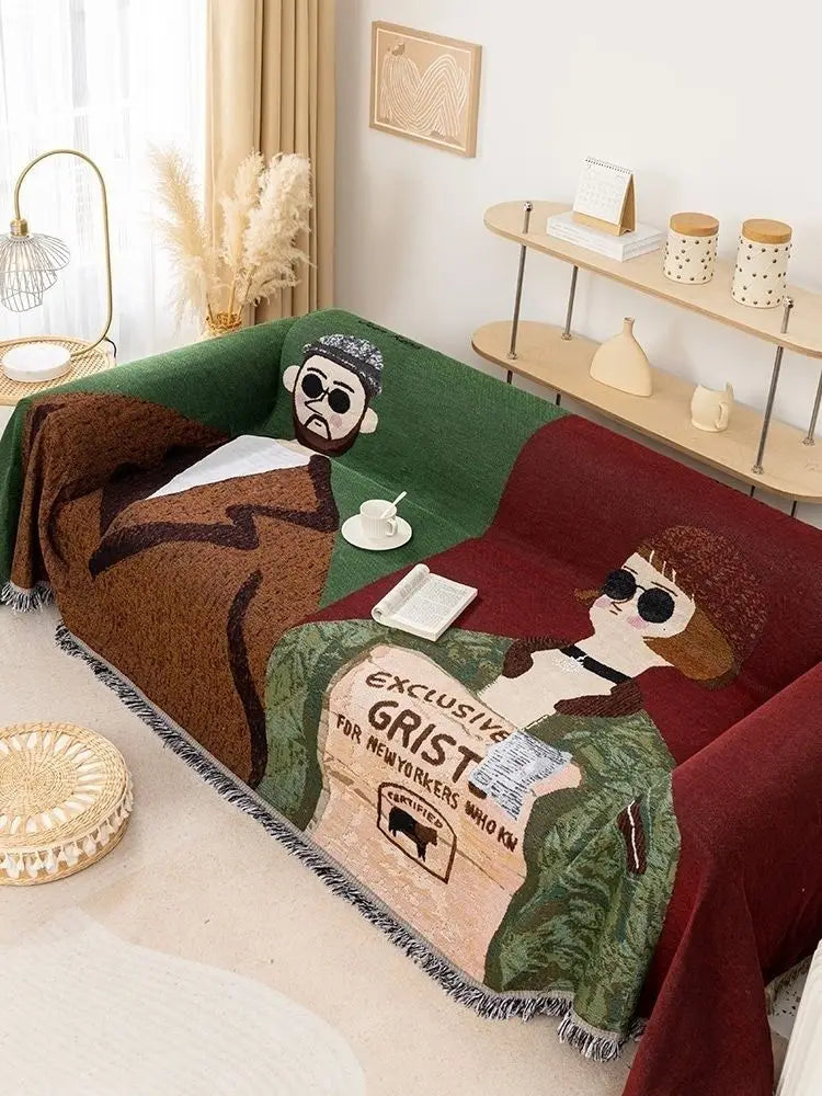 Cartoon Couple Design Textile City Sofa Cover