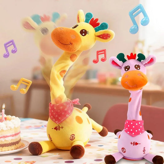 Cute Dancing Talking Giraffe Toy Repeating What You Say with 10 Songs Adjustable Volume Swaying Dancing Giraffe Musical Glowing