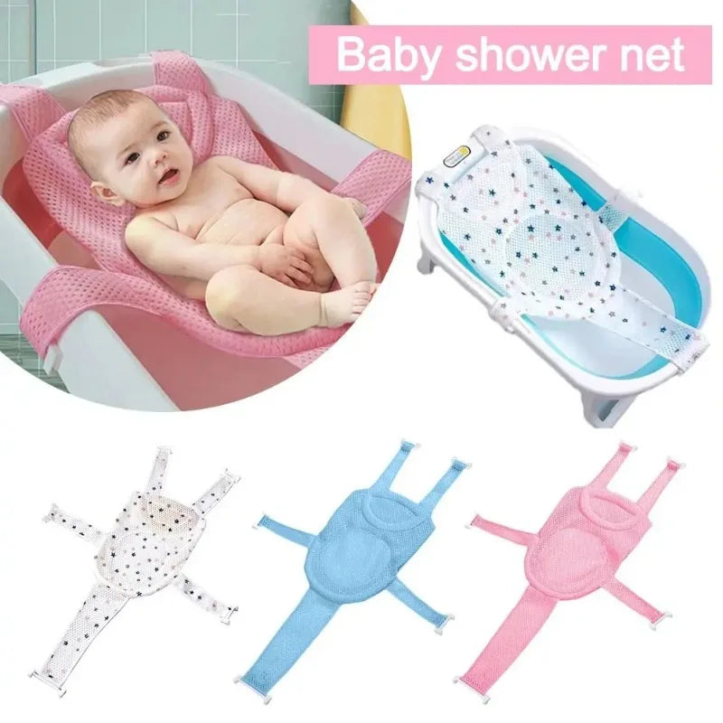 Baby Bath Net Mat Children Newborn Adjustable Bathtub Pillow Seat Cushion Cross-shaped Anti-slip Bathtub Shower Cradle Bed Seat