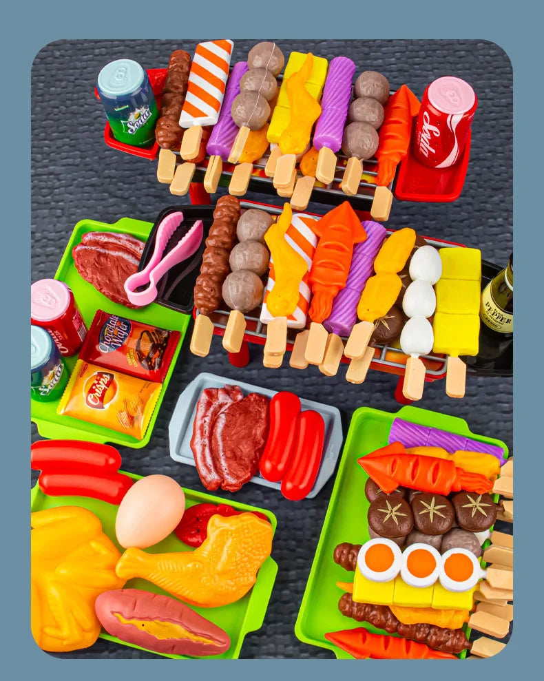 Kids Barbecue Food Set Kitchen Pretend Play Cooking Toys Girl Early Education Outdoor BBQ Parents-Child Interactive Toy