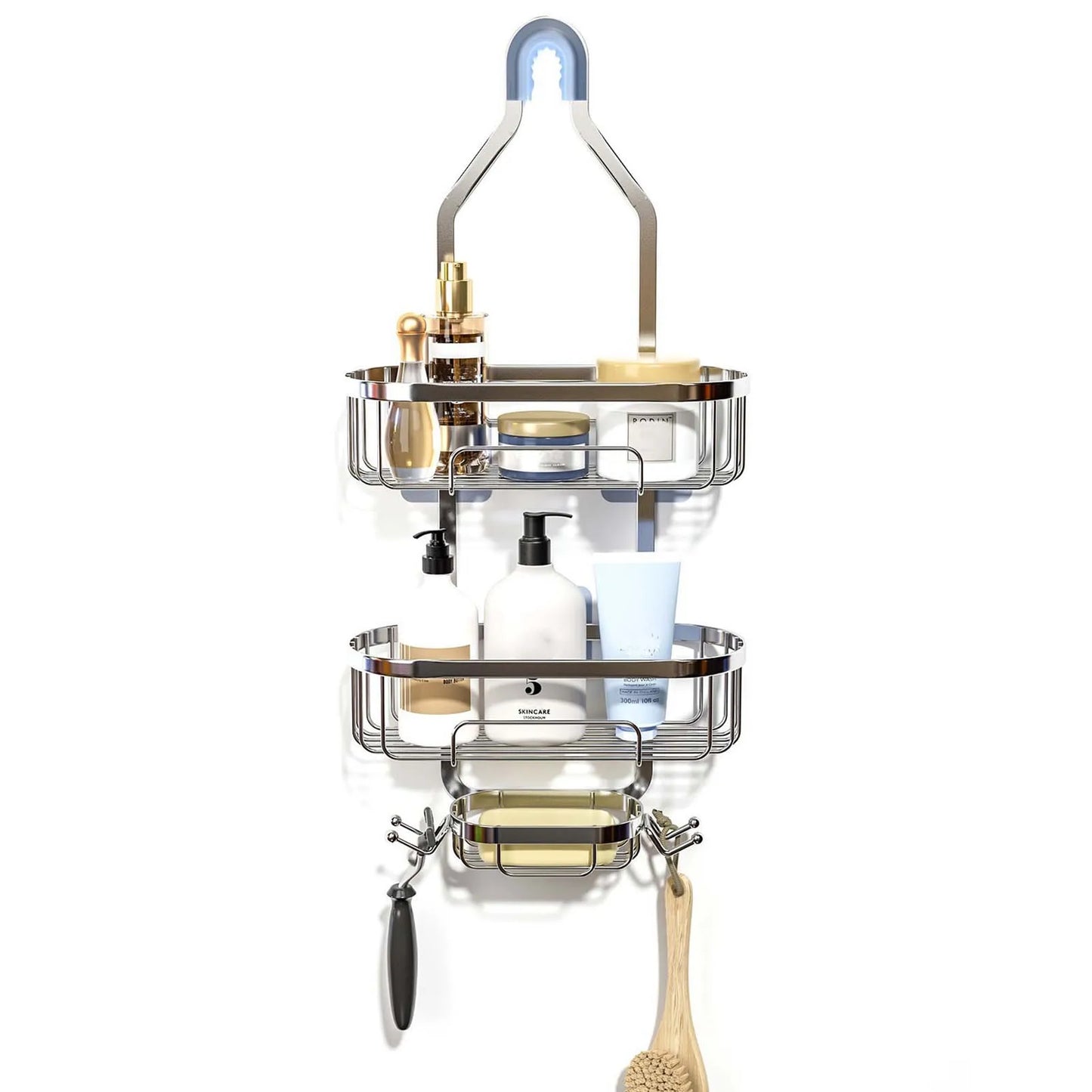 3-Tier Household Shower Shelves for Hanging Caddy Drilling Bathroom Storage No Drilling Rustproof Living Room Kitchen Organizer