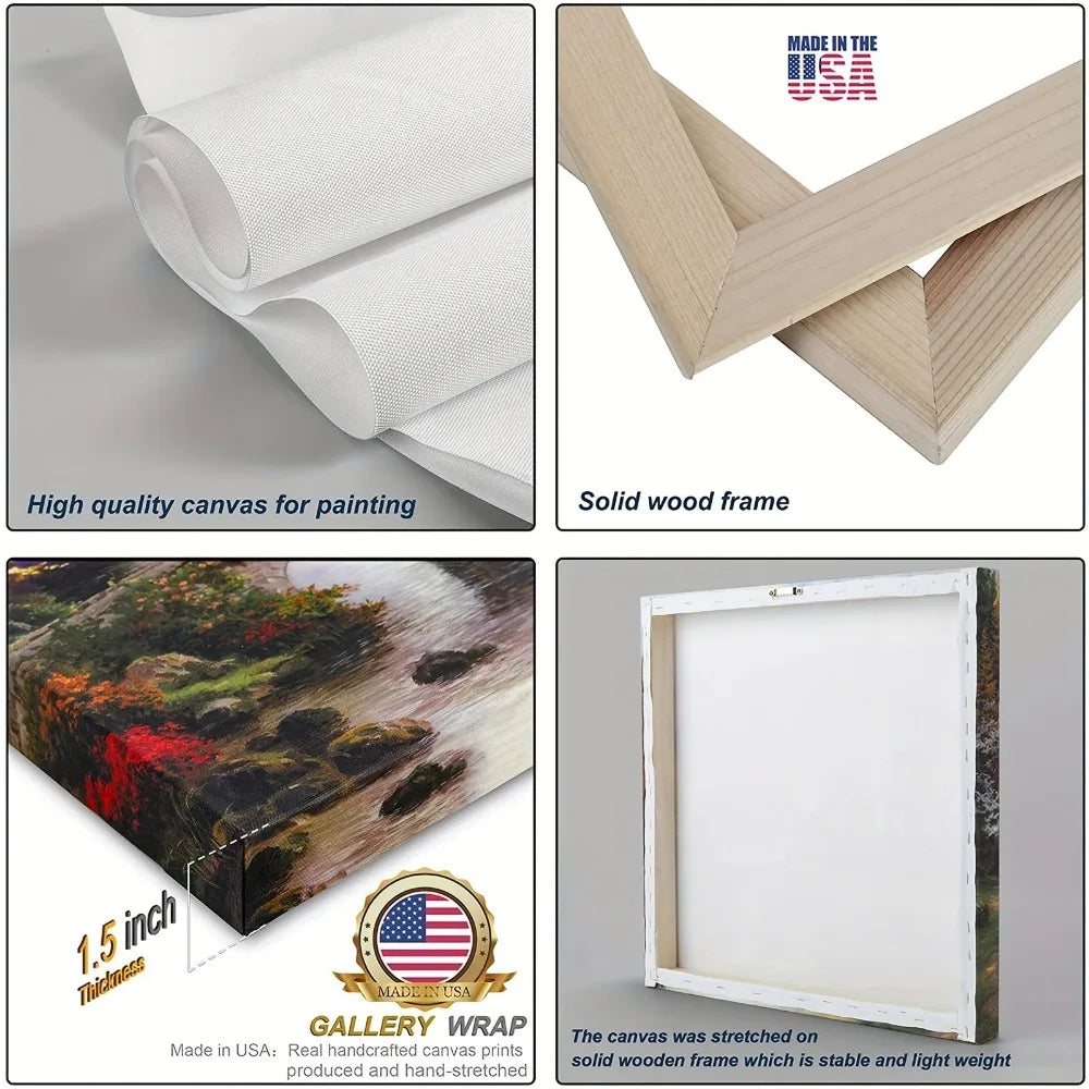 Sunlight reflects off the water on canvas prints,pine wrapped frames,landscape-themed wall art, suitable for interior decoration