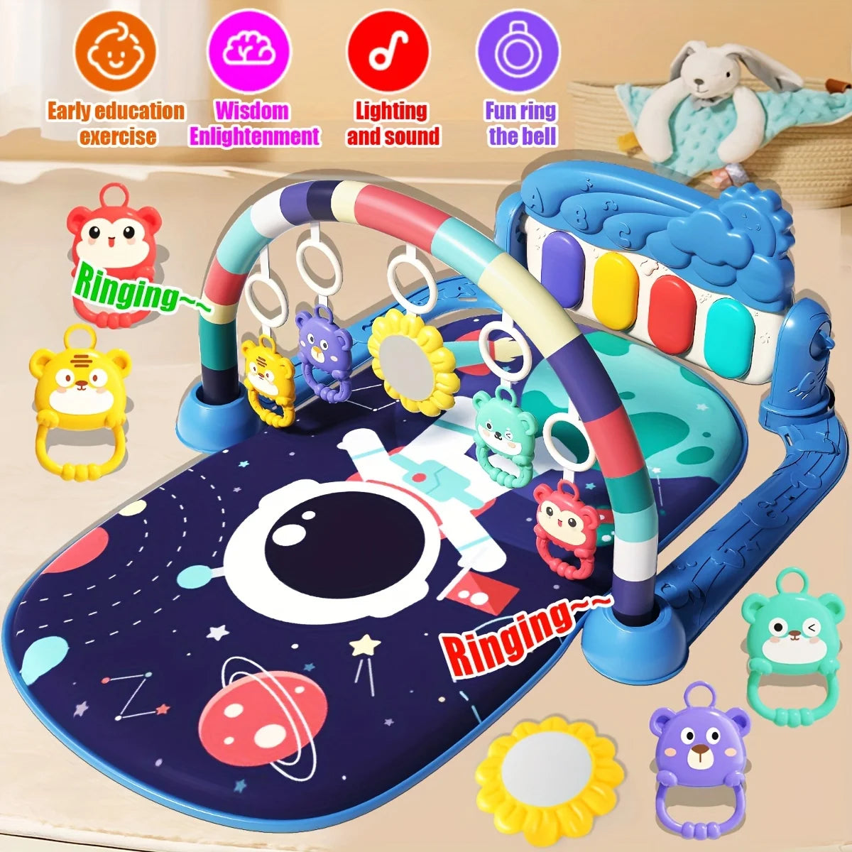 Baby Piano Music Mat Activity Gym Musical Keyboard Crawling Game Pad Early Educational Toys for Infant Newborn 0 36 Months