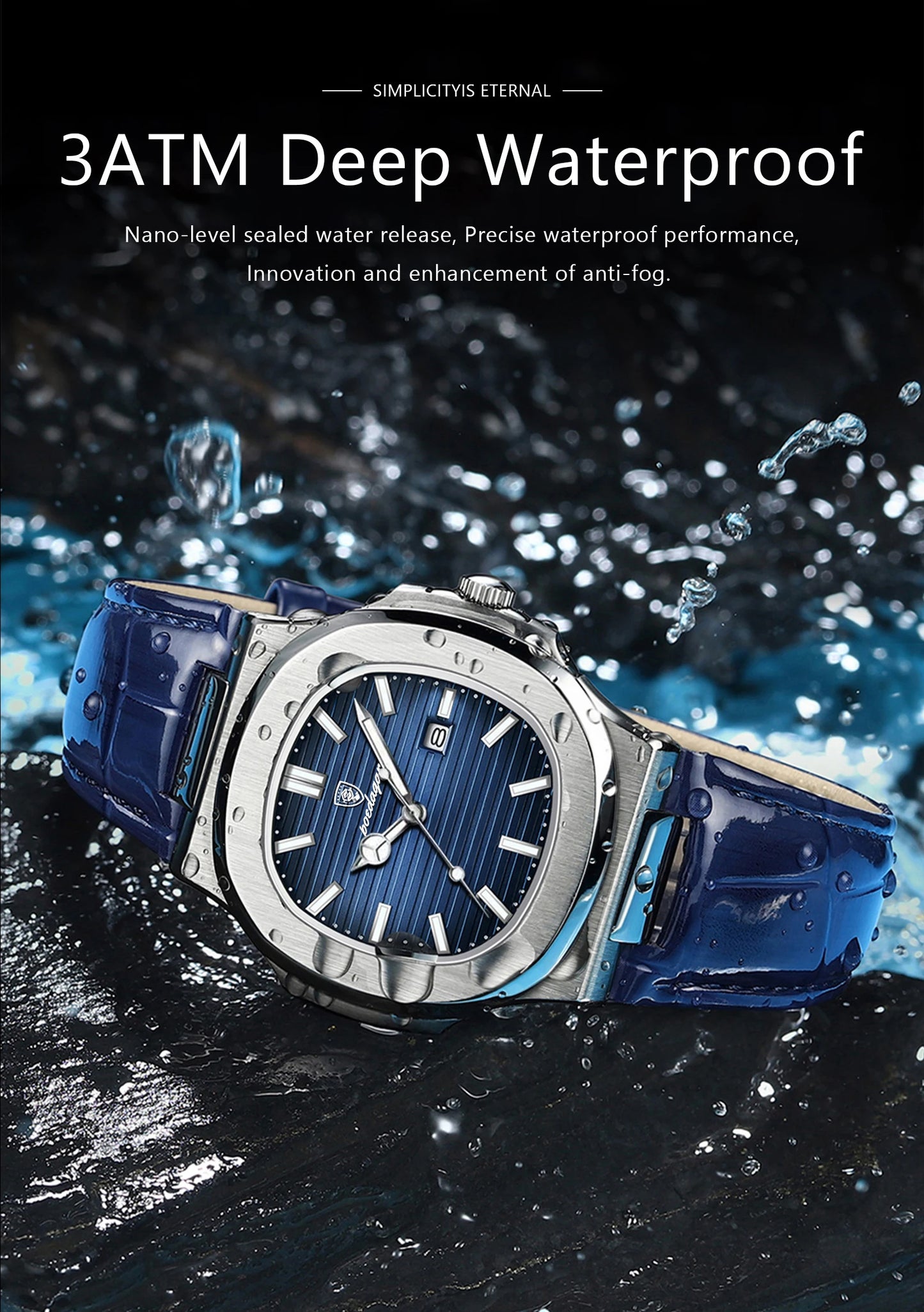 POEDAGAR Luxury Original Man Watch Date Waterproof Luminous Square Men Wristwatch High Quality Leather Men's Quartz Watches Male