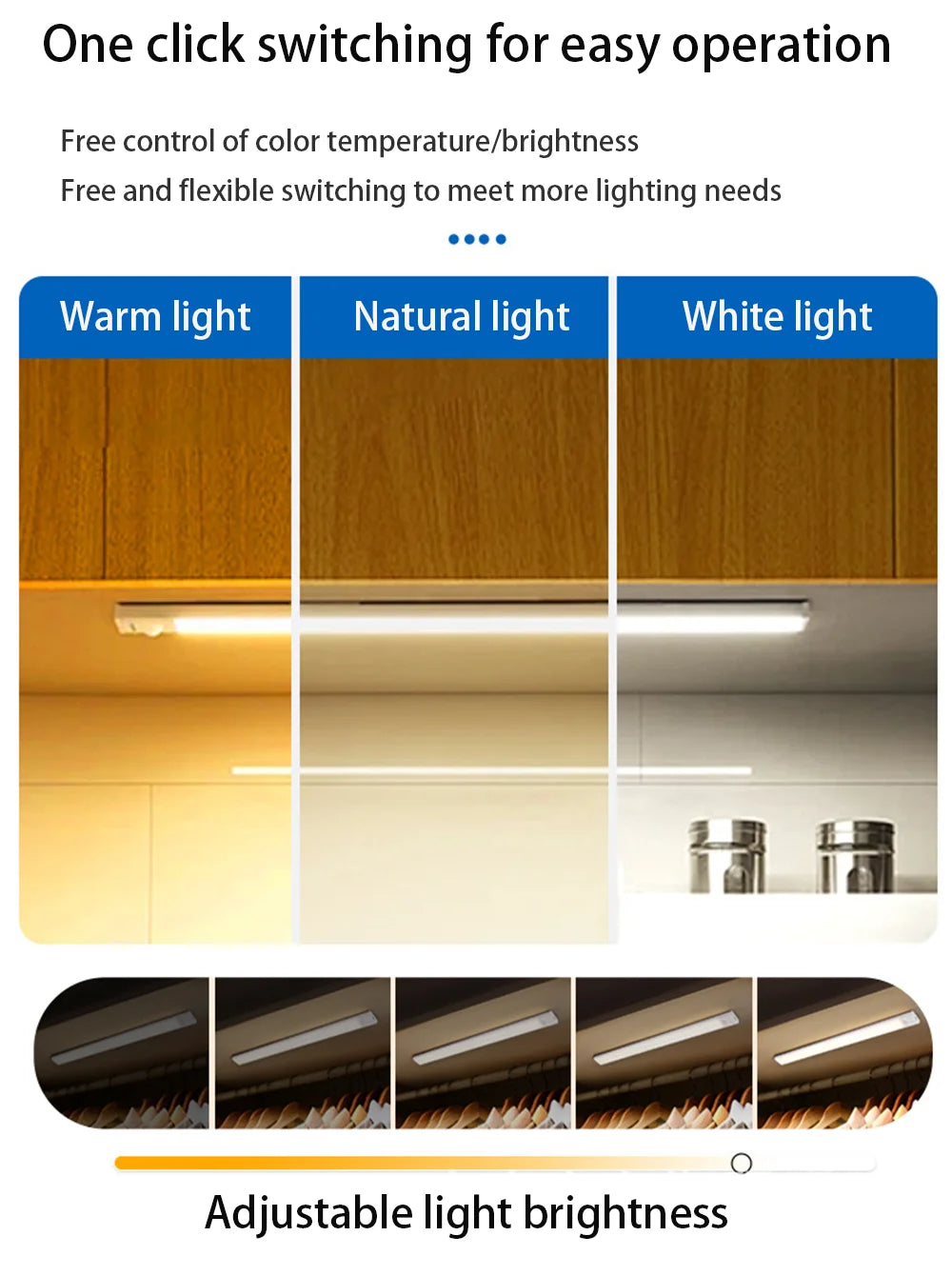 Motion Sensor Night Light USB Rechargeable Wireless Lamp Under Cabinet Led Lights for Kitchen Cabinet Bedroom Wardrobe Lighting