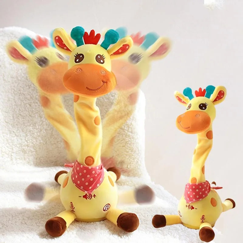 Cute Dancing Talking Giraffe Toy Repeating What You Say with 10 Songs Adjustable Volume Swaying Dancing Giraffe Musical Glowing