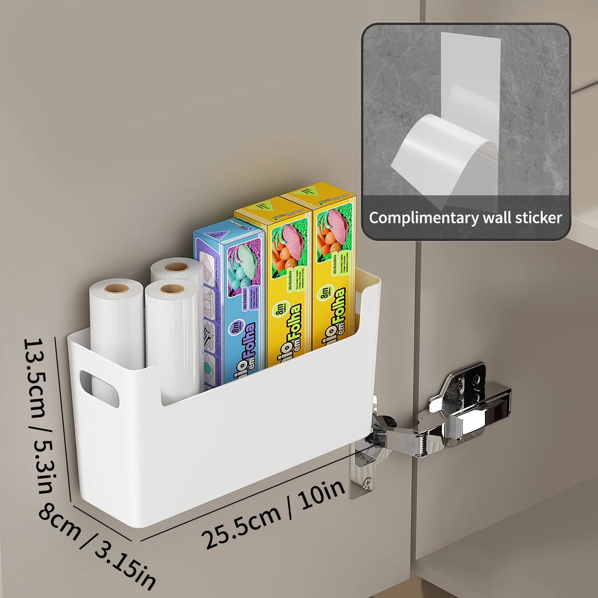 WORTHBUY Wall Mounted Punch Free Self Adhesive Storage Rack Holder Cabinet Door Plastic Organiser Shelf Kitchen Accessories