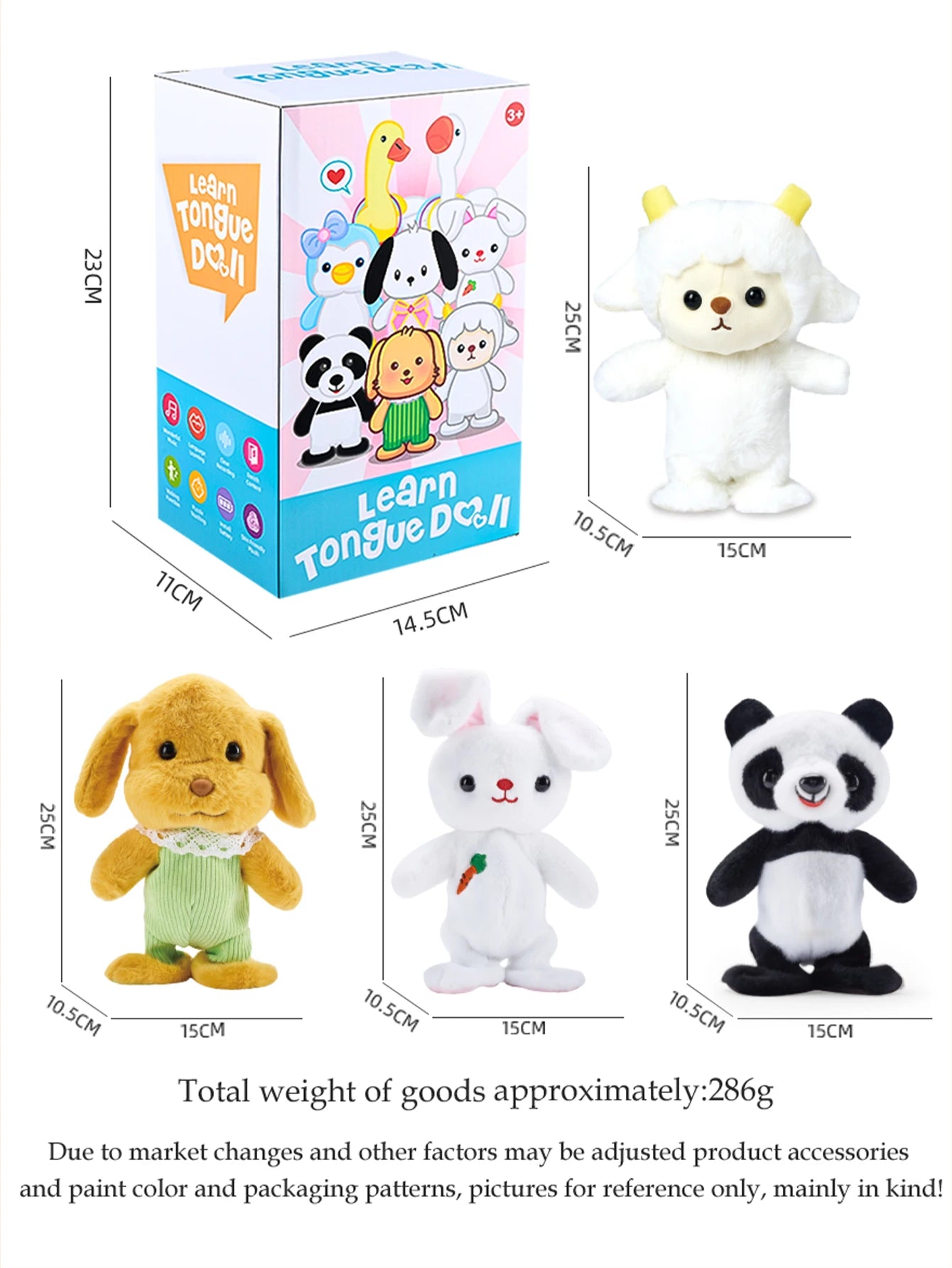 Electric Plush Toys, Talking Repeat Dancing Walking Duck Panda Rabbit Dog Sheep, Early Education Toy Gifts for Kids