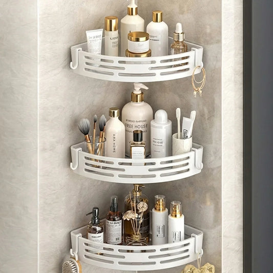 Modern Bathroom Corner Organiser Rack Self Adhesive Shower Shelf For Cosmetics Toiletries Storage Valentines Day Gift Home Decor
