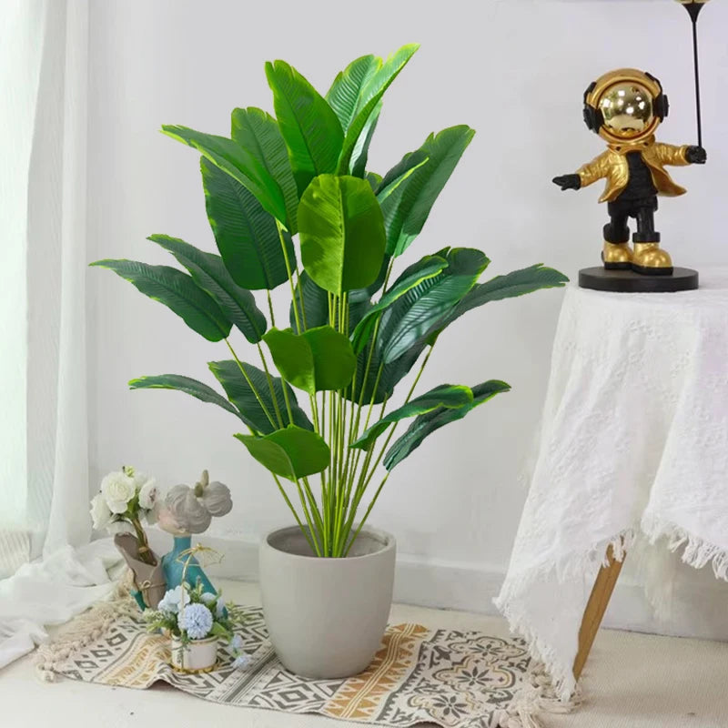 Artificial Tropical Palm Tree – Large Real Touch Fake Banana Plant & Monstera Leaves Décor