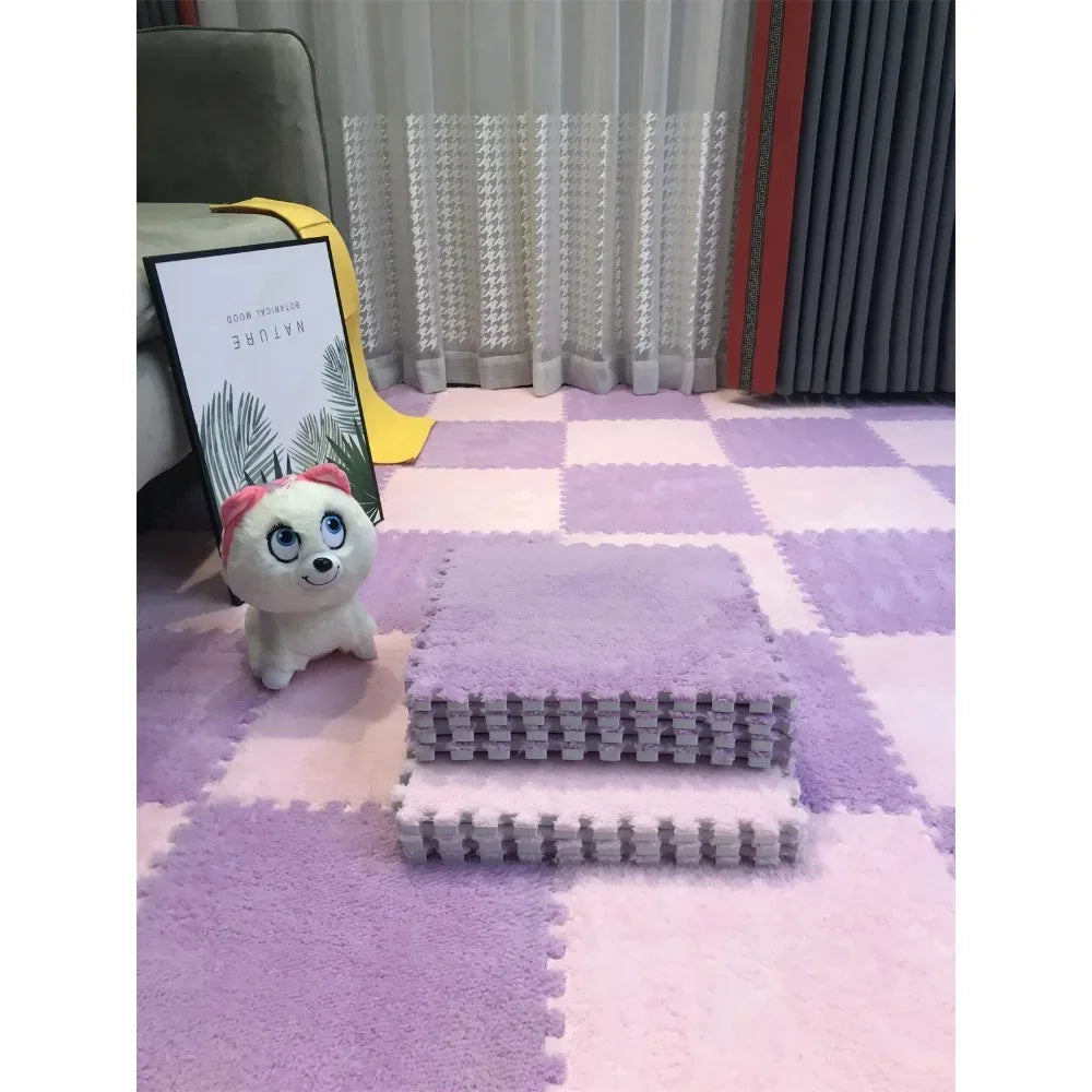10Pcs Soft Plush Baby Play Mat EVA Foam Puzzle Carpet 30x30cm Children’s Mat Keep Warm for Kids Room Baby Toys Floor Playmat
